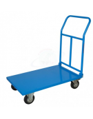 Carrello con pianale in lamiera - 4 ruote (2 fisse - 2 girevoli) in gomma - 2 con freno Ø cm 12,5 - cm 50x80x90h