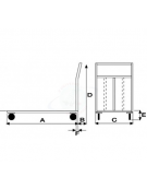 Carrello con pianale in lamiera - 4 ruote (2 fisse - 2 girevoli) in gomma - 2 con freno Ø cm 12,5 - cm 50x80x90h