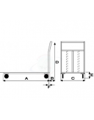 Carrello con pianale in lamiera 20/10 - manico pieghevole 4 ruote (2 fisse-2 girevoli) in gomma Ø cm 14 - cm 60x90x100h