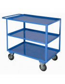 Carrello portatutto a 3 vasche, lamiera 20/10 - 4 ruote ( 2 fisse - 2 girevoli con freno ) gomma piena Ø cm 14 - cm 60x90x89,5h