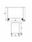 Carrello portatutto a 3 vasche, lamiera 20/10 - 4 ruote ( 2 fisse - 2 girevoli con freno ) gomma piena Ø cm 14 - cm 60x90x89,5h