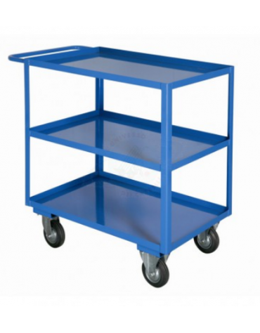 Carrello portatutto a 3 vasche, lamiera 15/10, 4 ruote (2 fisse - 2 girevoli) gomma piena Ø cm 12,5 - cm 50x80x88h