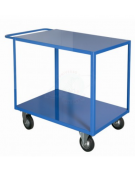 Carrello portatutto a 2 piani, lamiera 20/10, 4 ruote ( 2 fisse - 2 girevoli) gomma piena, 2 con freno Ø cm 14 - cm 60x90x87h