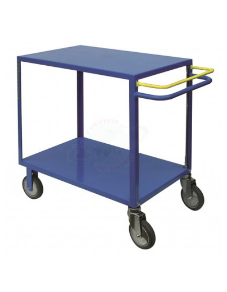 Carrello portatutto 2 piani con freno normalmente attivo 4 ruote (2 fisse - 2 girevoli) gomma piena Ø - cm 12,5 - cm 90x86x85h