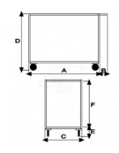 Carrello portatutto 2 piani con freno normalmente attivo 4 ruote (2 fisse - 2 girevoli) gomma piena Ø - cm 12,5 - cm 90x86x85h