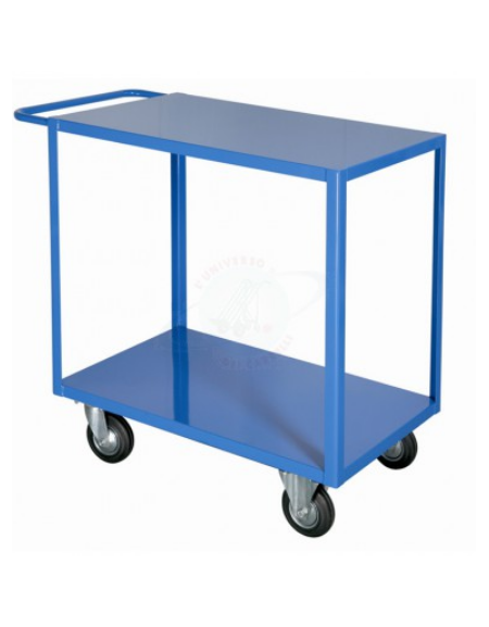 Carrello portatutto a 2 piani, lamiera 15/10, 4 ruote ( 2 fisse - 2 girevoli ) gomma piena Ø cm 12,5 - cm 50x80x85h