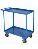 Carrello portatutto a 2 vasche, lamiera 20/10, 4 ruote ( 2 fisse - 2 girevoli ) gomma piena, Ø cm 14 - cm 60x90x83h