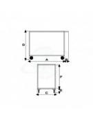 Carrello portatutto a 2 vasche, lamiera 20/10, 4 ruote ( 2 fisse - 2 girevoli ) gomma piena, Ø cm 14 - cm 60x90x83h