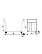 Carrello con pianale in lamiera 20/10 ruote antiforatura - ( 2 fisse - 2 girevoli) Ø cm 26 - cm 80x120