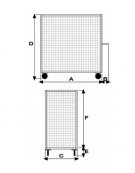 Carrello con pianale zincato a 3 sponde - 4 ruote girevoli antiforatura - 2 con freno Ø cm 26 - cm 77,5x115x132h