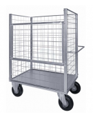 Carrello con pianale zincato a 4 sponde - 1 ribaltabile - 4 ruote antiforatura (2 fisse- 2 girevoli) Ø cm 26 - cm 75x115x132h