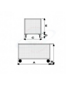 Carrello con pianale a 4 sponde in rete verniciata - 4 ruote antiforatura (2 fisse-2 girevoli) Ø cm 26 - cm 75x115x60,5h