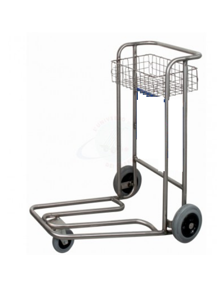 Carrello portabagagli compenetrabile cromato struttura in tubolare a tre ruote cestello cromato - cm 62x95x100h