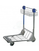 Carrello portabagagli compenetrabile in acciaio cromato freno normalmente attivo cestello in filo elettrosaldato - cm 56x94x106h