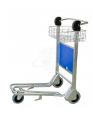 Carrello portabagagli compenetrabile in acciaio cromato freno normalmente attivo cestello in filo elettrosaldato - cm 56x94x106h