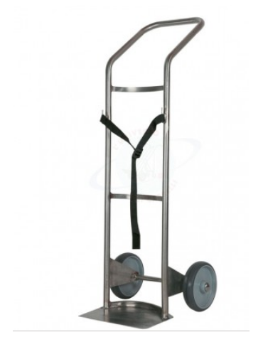 Carrello portabombola lt.40 acciaio inox monoposto 2 ruote gomma grigia Ø cm 20 - cm 45x125