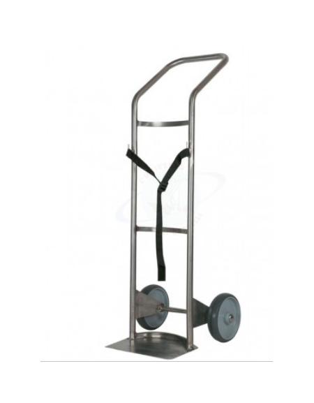 Carrello portabombola lt.40 acciaio inox monoposto 2 ruote gomma grigia Ø cm 20 - cm 45x125