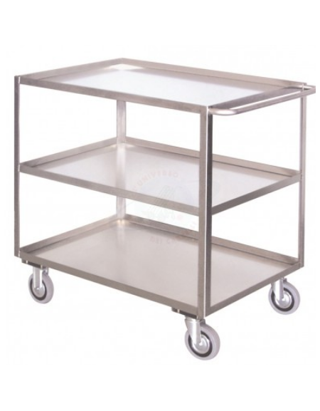 Carrello a 3 piani con struttura acciaio inox AISI304 4 ruote (2 girevoli) -piano cm 50x80 - Portata Kg 250