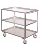 Carrello portatutto a 3 vasche, inox AISI 304 - Portata Kg 250, 4 ruote girevoli (2 con freno) - piano cm 50x80