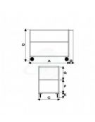 Carrello portatutto a 3 vasche, inox AISI 304 - Portata Kg 250, 4 ruote girevoli (2 con freno) - piano cm 50x80