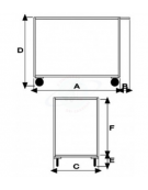 Carrello a 2 piani lisci in acciaio inox AISI 304 spessore 12/10 - Portata kg 300 - 2 ruote girevoli, 2 fisse - piano cm 60x90