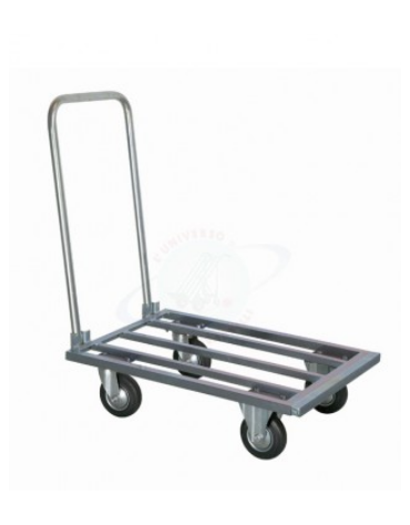 Carrello a pianale allungabile in acciaio alimentare AISI 304 4 ruote(2 fisse 2 girevoli) Ø cm 12,5 - cm max 50x105x105h