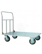 Carrello a pianale in acciaio alimentare AISI 304 spessore lamiera 20/10, 2 ruote fisse, 2 girevoli Ø cm 20 - cm 80x123x100h