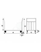 Carrello a pianale in lamiera 20/10 , 4 ruote (2 fisse-2 girevoli con freno) Ø cm 20 - cm 80x120