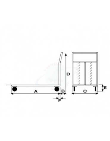 Carrello a pianale in acciaio alimentare AISI 304, 4 ruote pneumatiche - 2 ruote fisse, 2 ruote girevoli - cm 80x123x110h