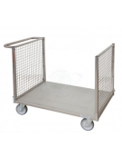 Carrello a pianale con 2 sponde in rete 4 ruote (2 fisse - 2 girevoli) Ø cm 14 - cm 60x105x81h