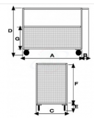 Pianale in Acciaio Inox AISI 304 a 4 sponde in rete, 1 ribaltabile - 4 ruote (2 fisse - 2 girevoli) gomma grigia antitraccia Ø c