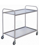 Carrello di servizio a 2 ripiani in acciaio AISI 304 Portata kg 100, 4 ruote in gomma girevoli, 2 con freno - cm 111x57x96h