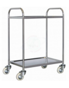 Carrello di servizio a 2 ripiani stampati in acciaio inox, 4 ruote in nylon girevoli Ø cm 10 - cm 41x55x90,5h