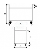 Carrello di servizio a 3 ripiani in acciaio AISI 304 4 ruote in gomma girevoli Ø cm 12,5 - cm 103x57x97h