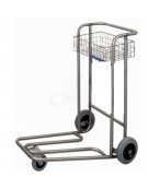 Carrello portabagagli con cestello, compenetrabile in acciaio inox, struttura in tubolare a 3 ruote - cm 62x95x100h