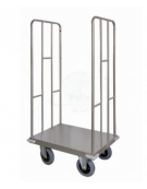 Carrello trasporto universale 2 sponde in tubolare in acciaio inox, 4 ruote (2 fisse - 2 girevoli) Ø cm 20 - cm 105x75x170h