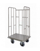 Carrello trasporto universale 3 sponde in tubolare in acciaio inox, 4 ruote cm Ø 20 - cm 105x75x170h