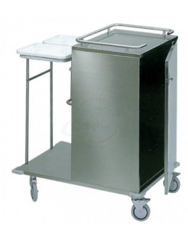 Carrello raccolta e distribuzione biancheria in acciaio inox, 4 ruote (2 con freno) cm Ø 12,5 - cm 135x67,5x114,5h