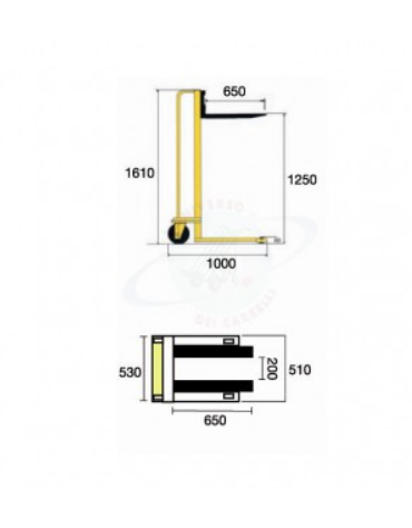 Sollevatore ad arganello con frizione incorporata arresto automatico, sollevamento max cm 125 - cm 100x55x198h