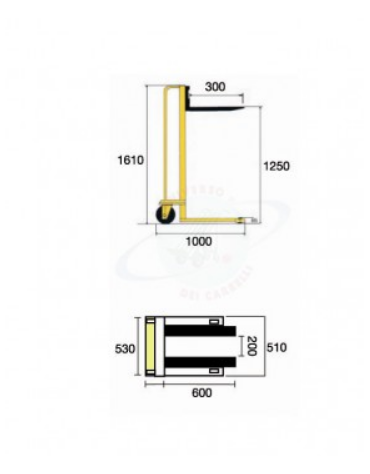 Sollevatore ad arganello con aggancio automatico cassette, sollevamento max cm 125 - cm 100x53x161h