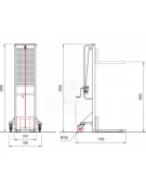 Sollevatore ad arganello con frizione incorporata arresto automatico, portata Kg. 300 - cm 110x66x198h