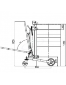 Sollevatore idraulico a pinza per fusti metallici con aggancio automatico - cm 80x77x114,5/136h