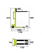 Sollevatore inox a pompa idraulica - lato forche in nylon a tenuta stagna  - cm 175x75x197h