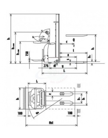 Sollevatore semovente,  sollevamento a cm 290 - Portata Kg 1.200