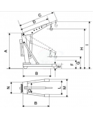 Carrello gru idraulica per pallet smontabile con pompa effetto semplice, 1000 kg, braccio sfilabile in 4 posizioni