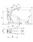 Carrello gru pieghevole, portata Kg. 1000 Portata, pompa a doppio effetto, pistone cromato, valvola di sovraccarico