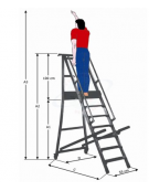 Scala a palchetto a 3 gradini con pedana di lavoro altezza piano cm 75