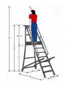 Scala a palchetto a 11 gradini con pedana di lavoro 10 +1 - altezza piani cm 275