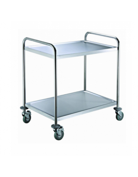 Carrello di servizio in acciaio inox AISI 201 - 2 piani a vasca - 4 ruote girevoli cm 810X460X850h