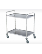 Carrello di servizio in acciaio inox AISI 201 - 2 piani a vasca - 4 ruote girevoli, 2 con freno cm 860x540x940h